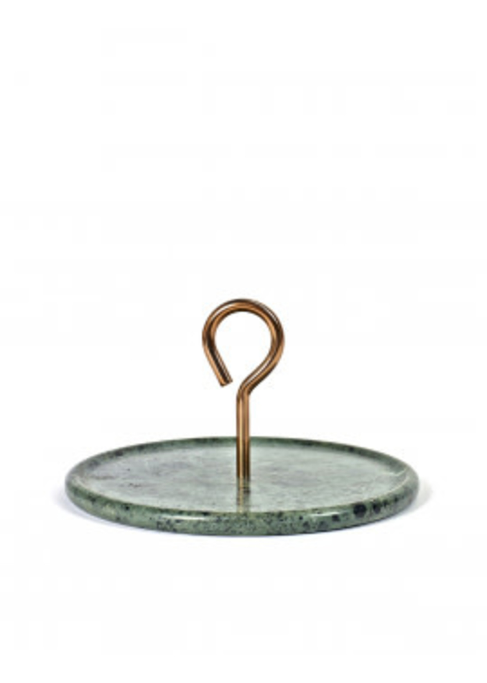 Platter medium D25 Green Marble handle copper