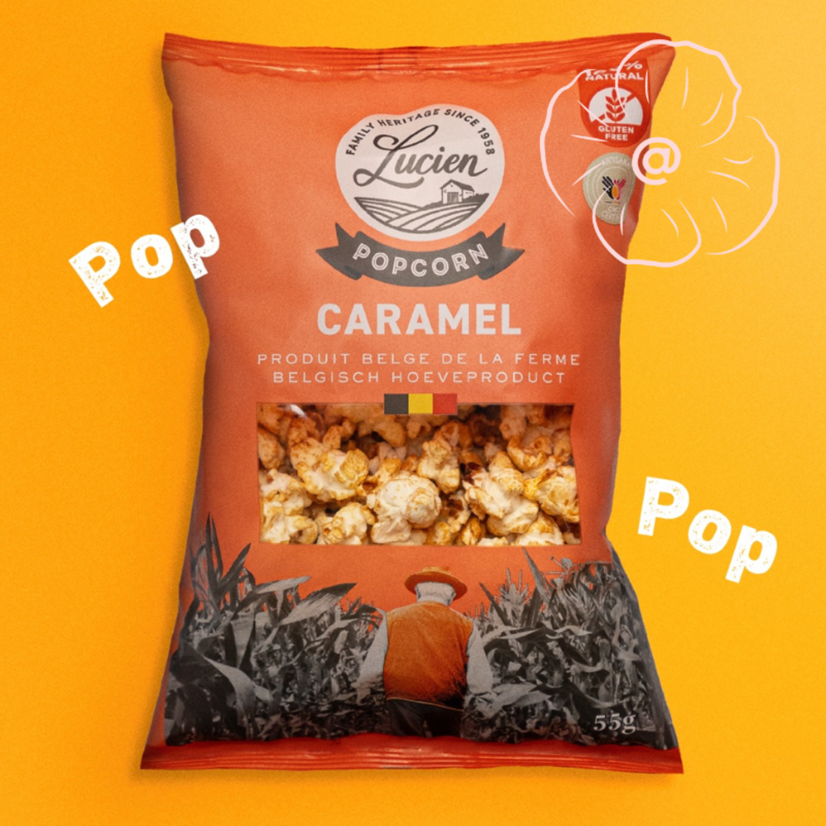 Lucien Pop Corn - Caramel 100% Belge 55g