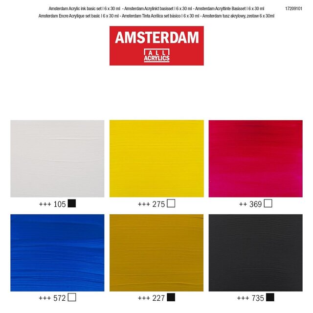 Amsterdam Acrylinkt basisset 6 x 30 ml Amsterdam Acrylinkt basisset 6 x 30 ml