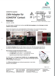 Datenblatt COMOTIX 230V Adapter für COMOTIX Contact