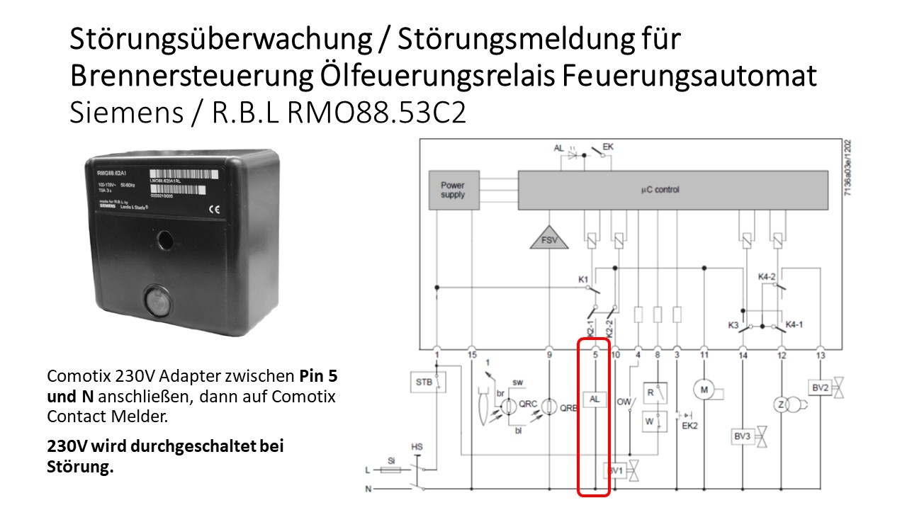 Siemens Riello RMO88.53C2 Brennersteuerung Ölfeuerungsrelais Feuerungsautomat Störungsüberwachung Störungsmeldung Ausfallüberwachung