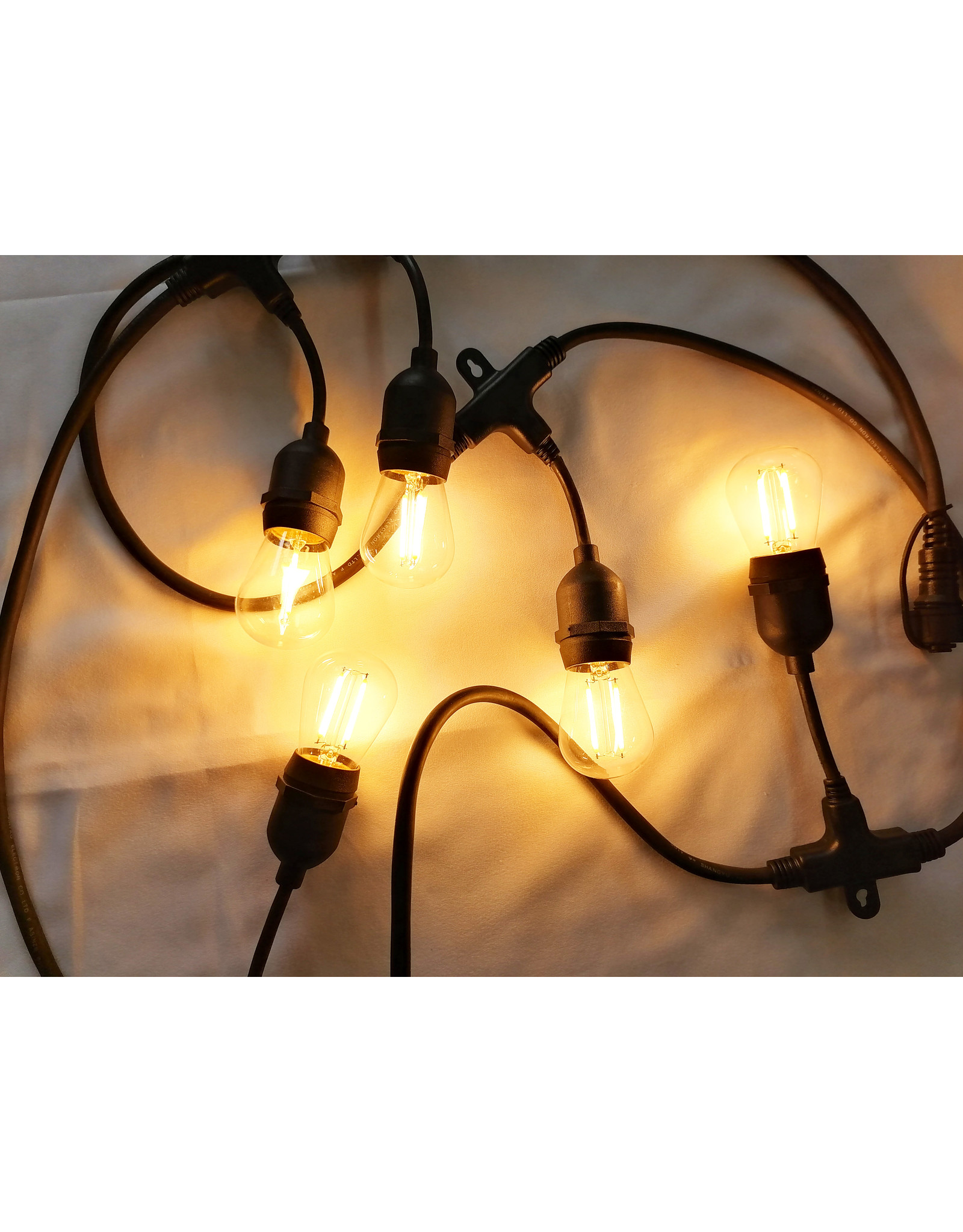 Lights Lichtslinger black flatcable with french plug, 25m and 25 sockets e27 mounted, with