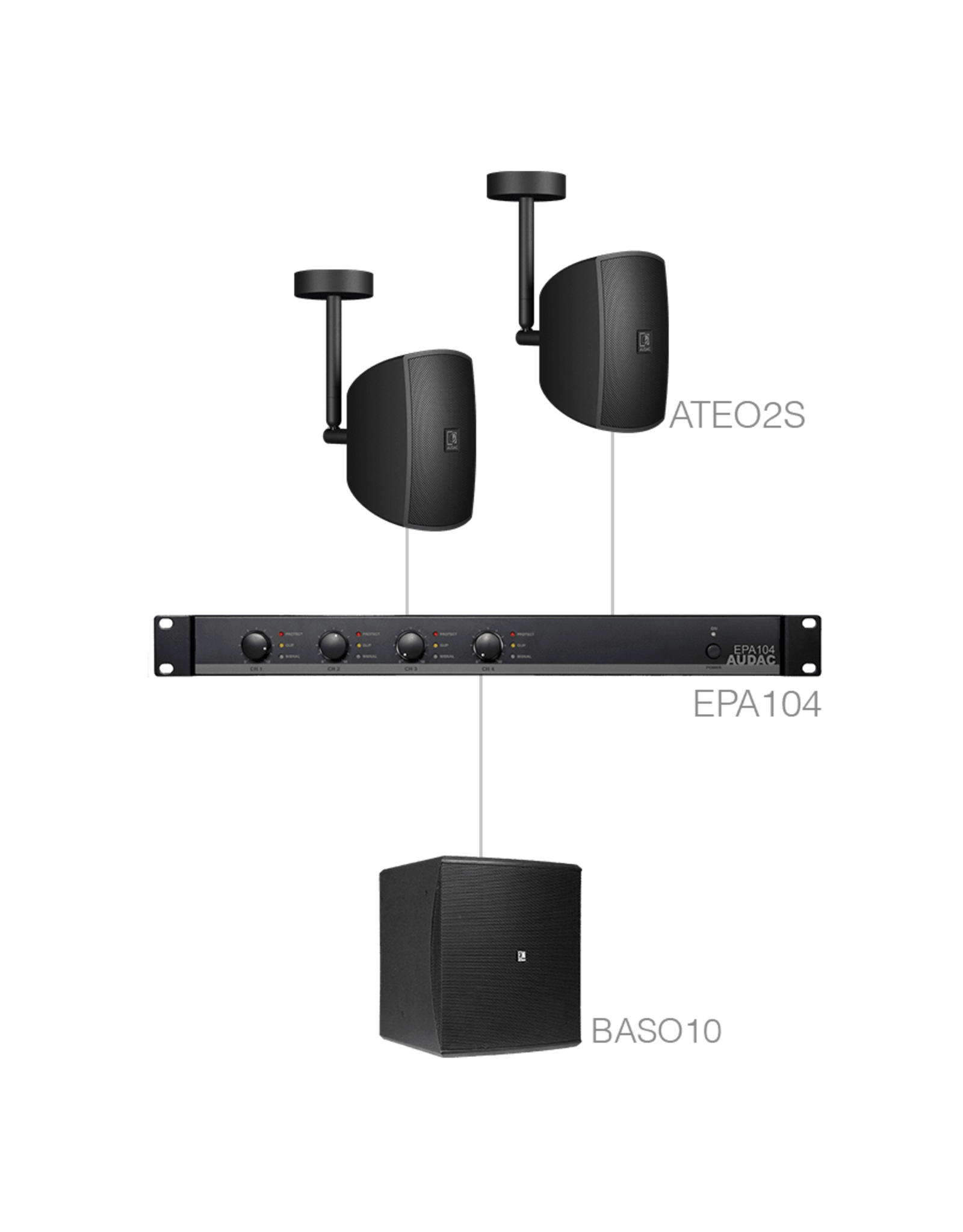 Audac 2 x ATEO2S + BASO10 + EPA104 Black