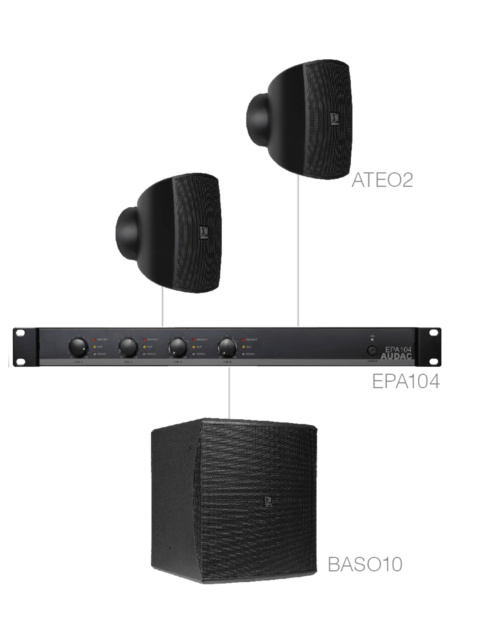 Audac 2 x ATEO2 + BASO10 + EPA104 Black