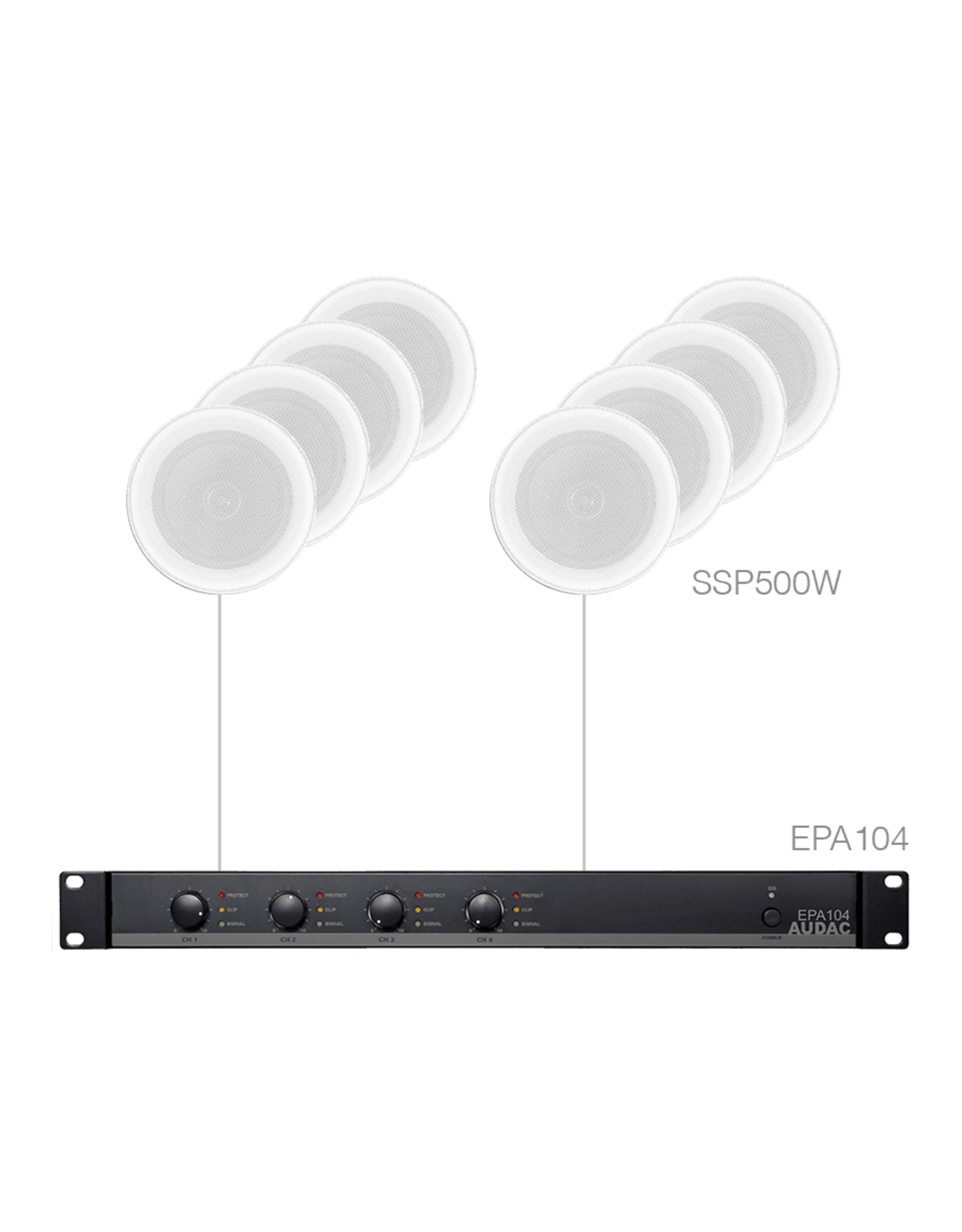 Audac 8x SSP500 + EPA104  White