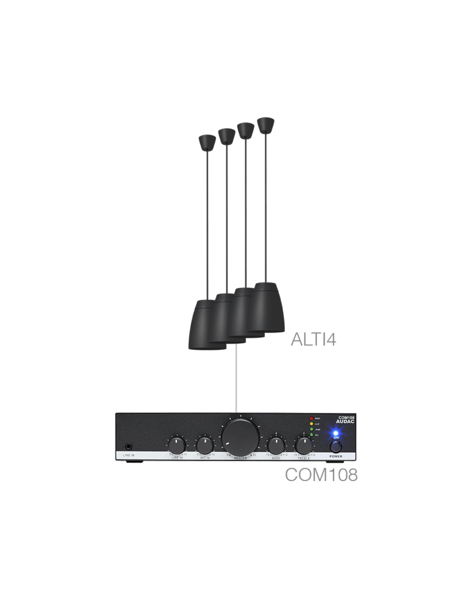 Audac 4 x ALTI4/W + COM108 Black