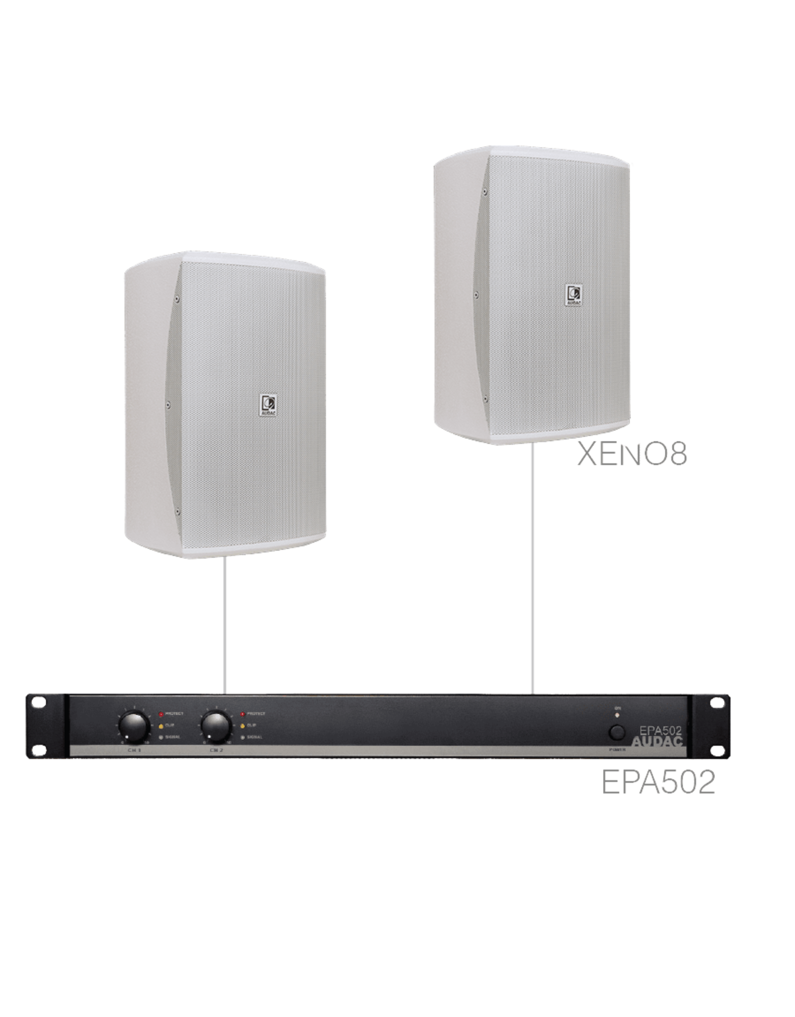 Audac 2 x XENO8 + EPA502 White