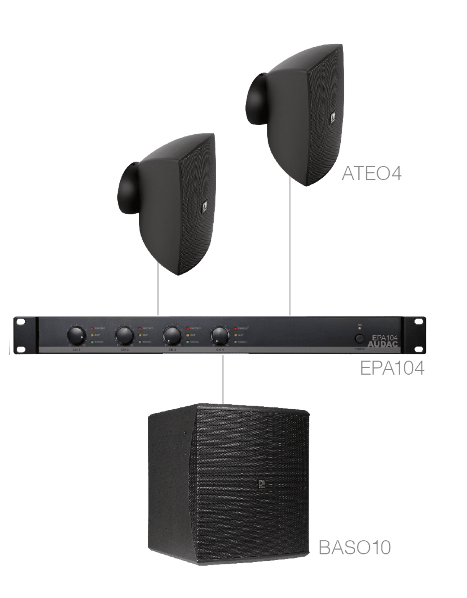 Audac 2 x ATEO4 + BASO10 + EPA104 Black