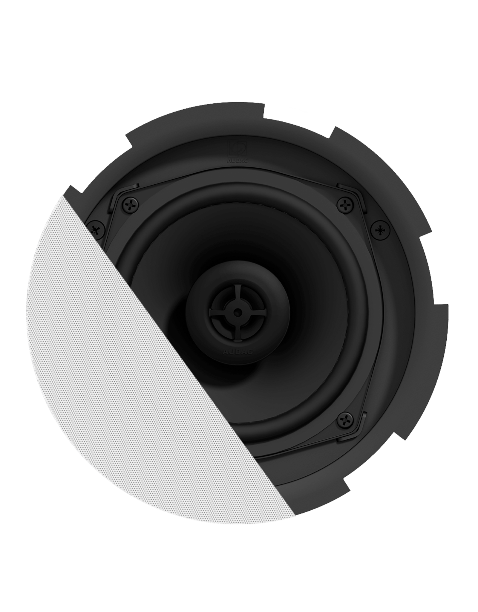 Audac QuickFit™ 2-way 5 1/4" ceiling speaker with TwistFix™ grill White version, 8? & 6 Watt @ 100V