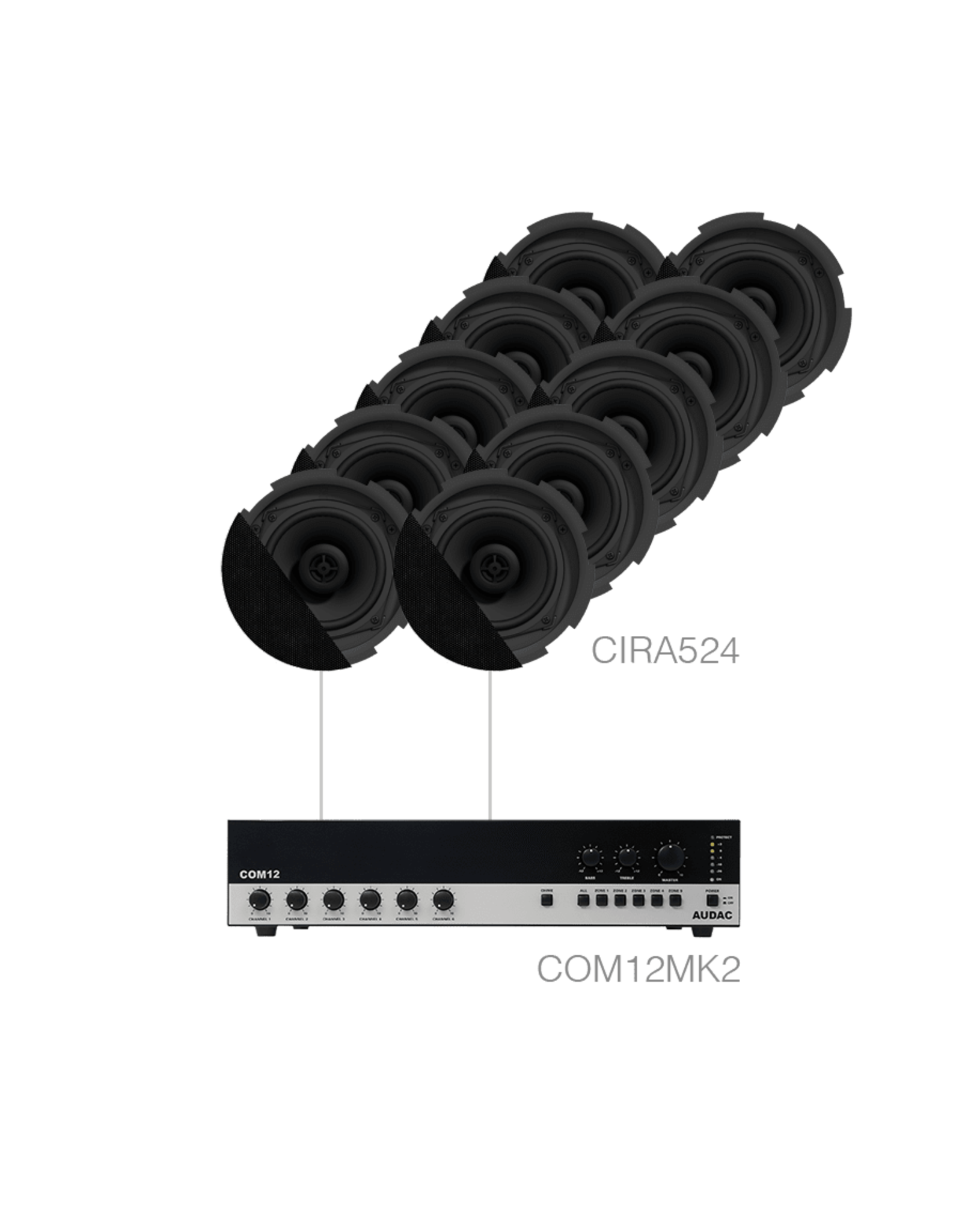 Audac 10 x CIRA524 + COM12MK2 Black version