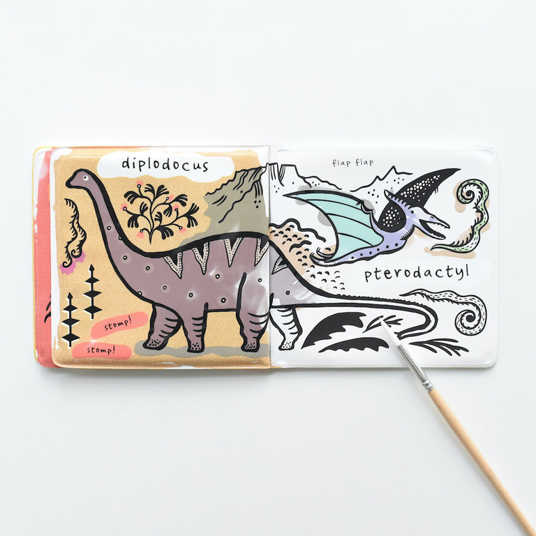 WEE GALLERY WG BATH BOOK - COLOR ME DINOSAURUS