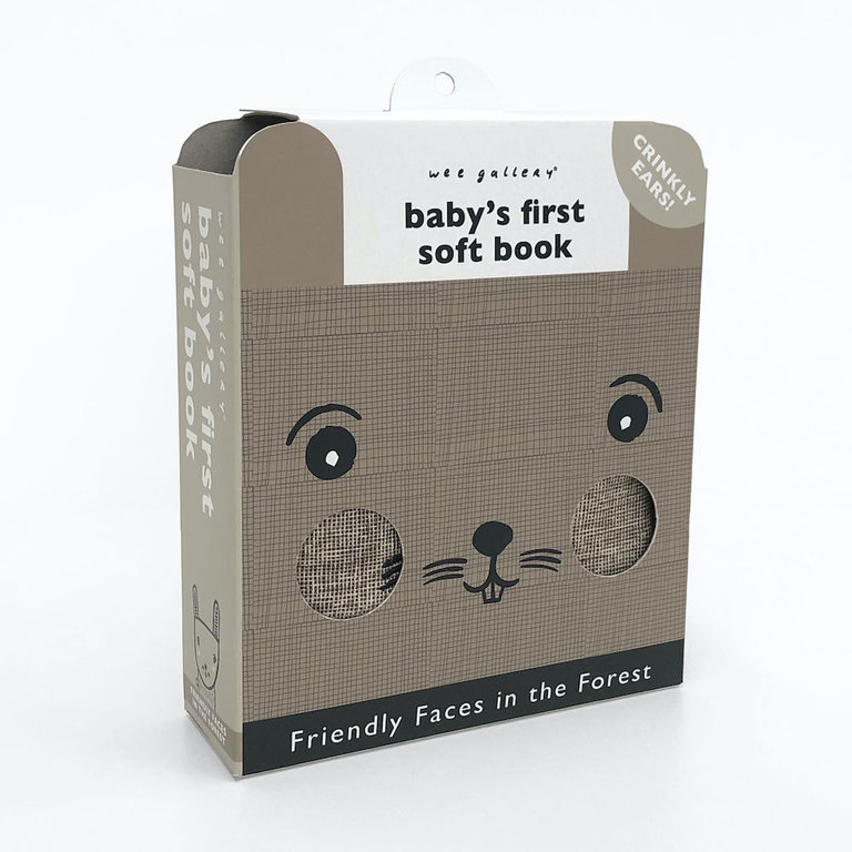 WEE GALLERY WG FRIENDLY FACES SOFT BOOK - FOREST