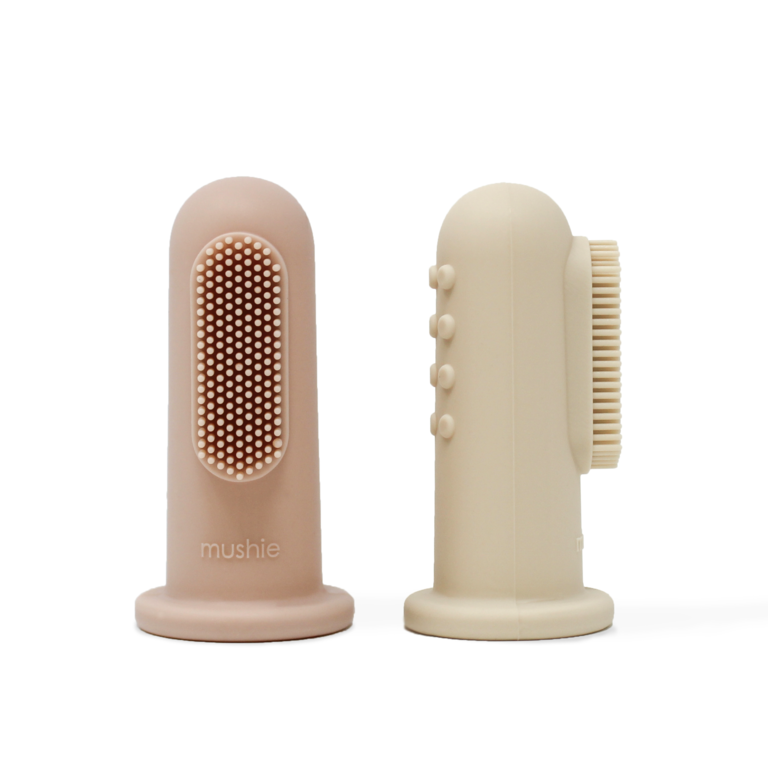 MUSHIE MUSHIE FINGER TOOTHBRUSHES - SHIFTING SAND+BLUSH