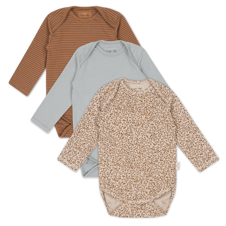 KONGES SLOJD KONGES SLOJD 3 PACK BODY - BLOSSOM MIST/STRIPED/BROWN