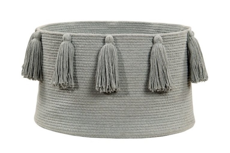 LORENA CANALS LORENA CANALS BASKET TASSELS 30X45X45CM - LIGHT GREY