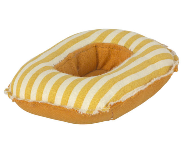 MAILEG MAILEG RUBBER BOAT, SMALL MOUSE - YELLOW STRIPE