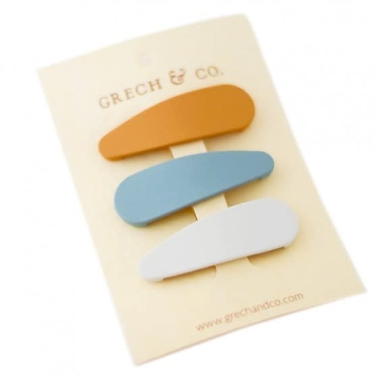 GRECH & CO GRECH & CO MATTE CLIPS SET OF 3 - GOLDEN/LIGHT BLUE/BUFF