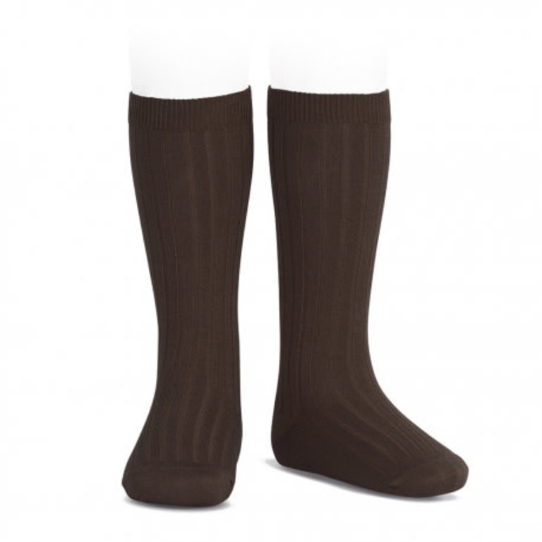 CONDOR CONDOR BASIC RIB KNEE HIGH SOCKS - BROWN