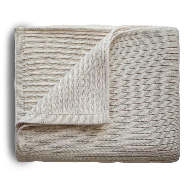 MUSHIE MUSHIE BLANKET 120X80CM - RIBBED BEIGE MELANGE