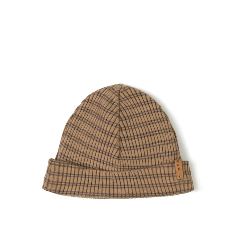 NIXNUT NIXNUT - NEWBORN RIB BEANIE - CHOCO STRIPE