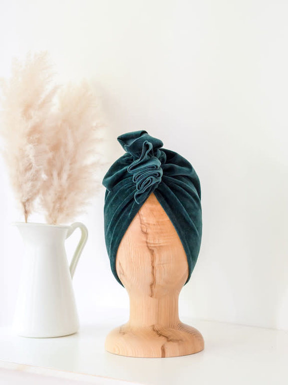 LOOKS BY LUKS TURBAN VELVET - BOTTLE GREEN