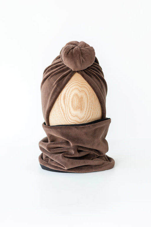 LOOKS BY LUKS SNOOD SCARVE VELVET - DARK CHOCOLATE