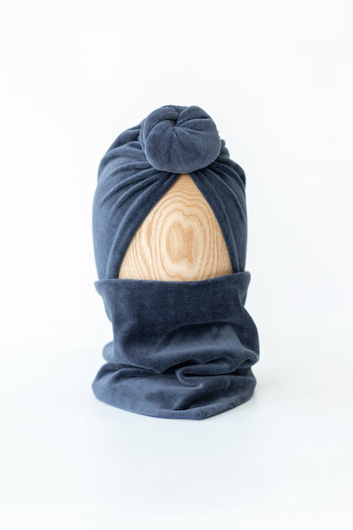 LOOKS BY LUKS SNOOD SCARVE VELVET - NAVY BLUE