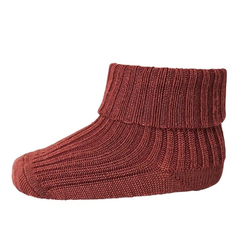 MP DENMARK MP DENMARK WOOL RIB BABY SOCKS - DARK BRICK