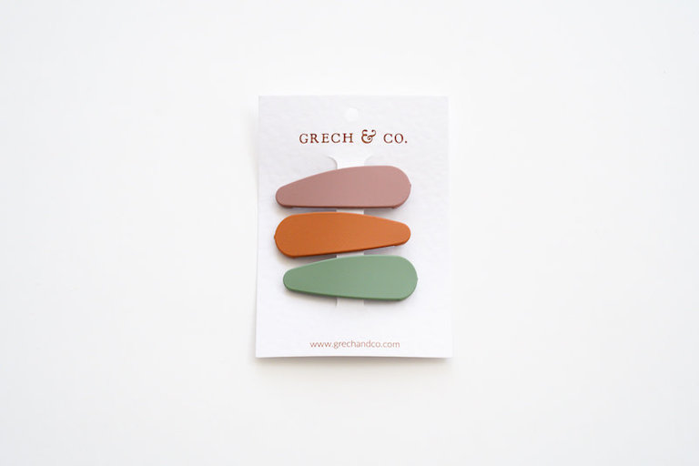 GRECH & CO GRECH & CO MATTE CLIPS SET OF 3 - FERN/SPICE/BURLWOOD