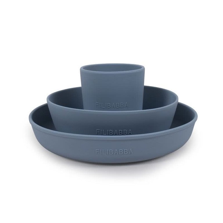 FILIBABBA FILIBABBA SILICONE DINNER SET - POWDER BLUE