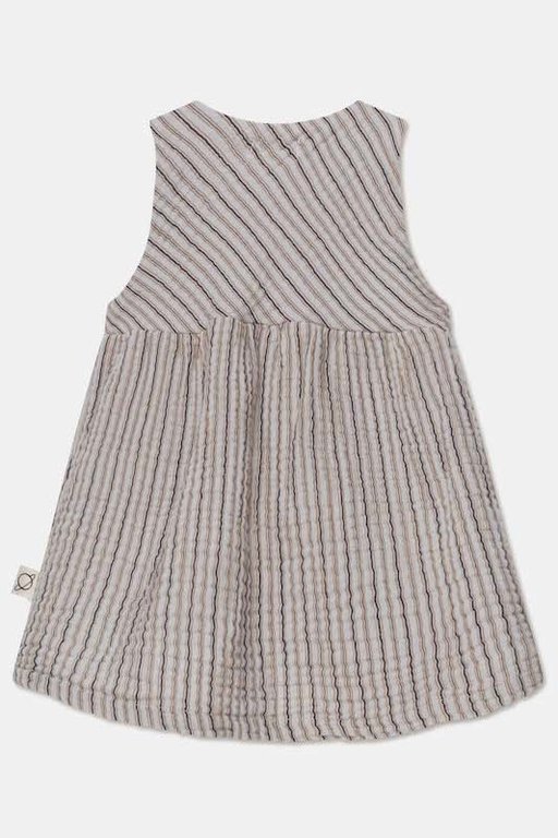 MY LITTLE COZMO SS2 - MY LITTLE COZMO NORMA GAUZE STRIPE WRAP BABY DRESS - SOFT GREY