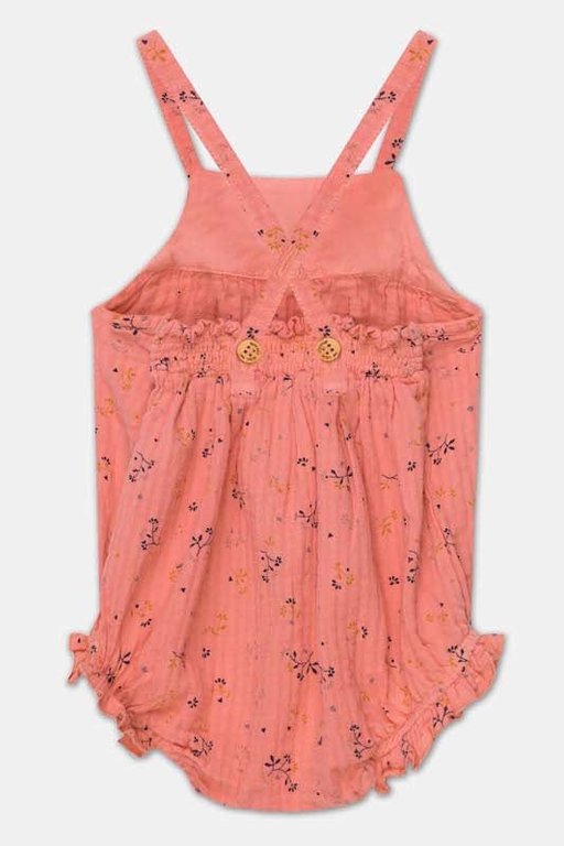 MY LITTLE COZMO SS2 - MY LITTLE COZMO SANDRA MUSLIN FLORAL BABY ROMPER - CORAL