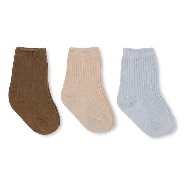 KONGES SLOJD KONGES SLOJD 3-PACK RIB SOCKS - BRONZE BROWN-MIX