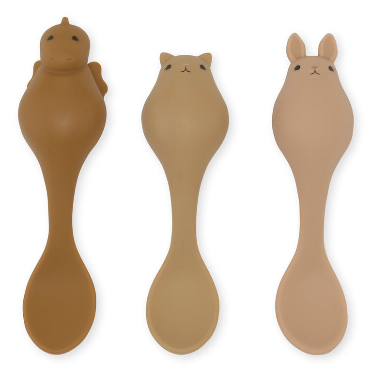 KONGES SLOJD KONGES SLOJD 3 PACK FRIENDS SPOON SILICONE - ROSE CARAMEL