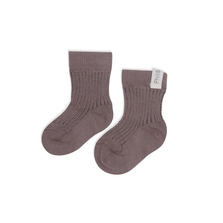 PHIL & PHAE SS2 - PHIL & PHAE RIBBED BABY SOCKS - HEATHER