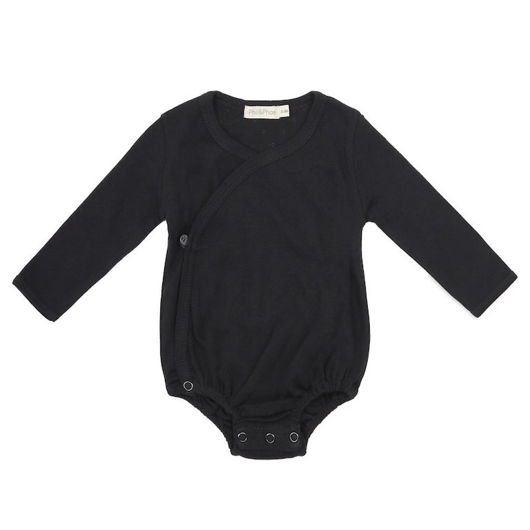 PHIL & PHAE SS2 - PHIL & PHAE CROSS-OVER BODY L/S POINTELLE - CHARCOAL