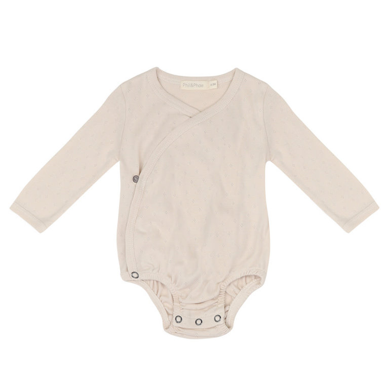 PHIL & PHAE SS2 - PHIL & PHAE CROSS-OVER BODY L/S POINTELLE - OATMEAL