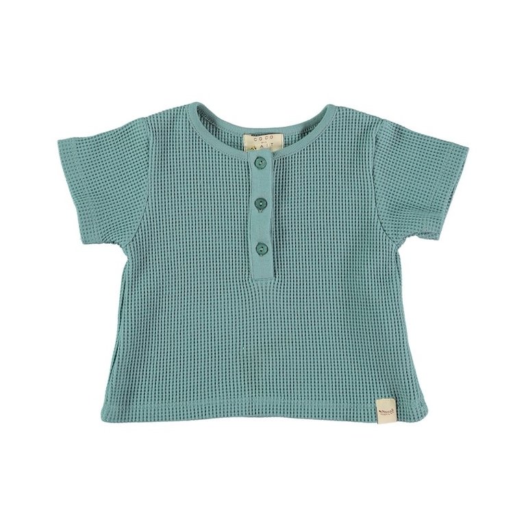 COCO AU LAIT SS2 - COCO AU LAIT WAFFLE KNIT BABY T-SHIRT - OIL BLUE