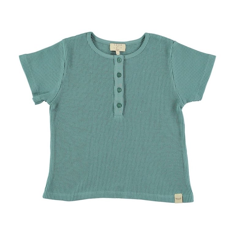 COCO AU LAIT SS2 - COCO AU LAIT WAFFLE KNIT T-SHIRT - OIL BLUE