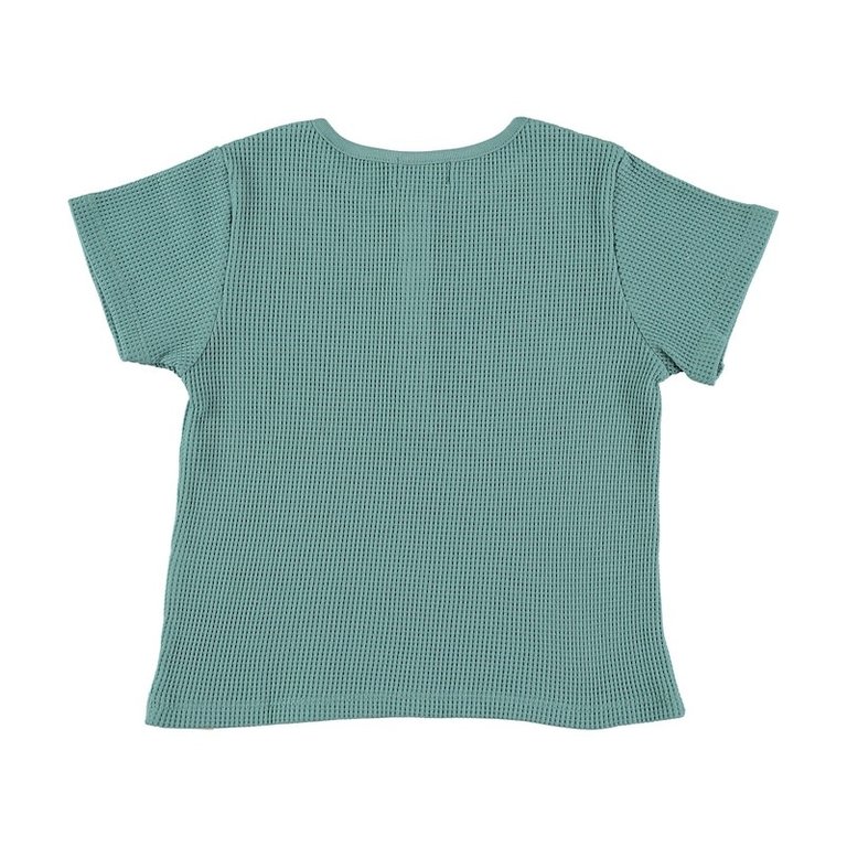 COCO AU LAIT SS2 - COCO AU LAIT WAFFLE KNIT T-SHIRT - OIL BLUE