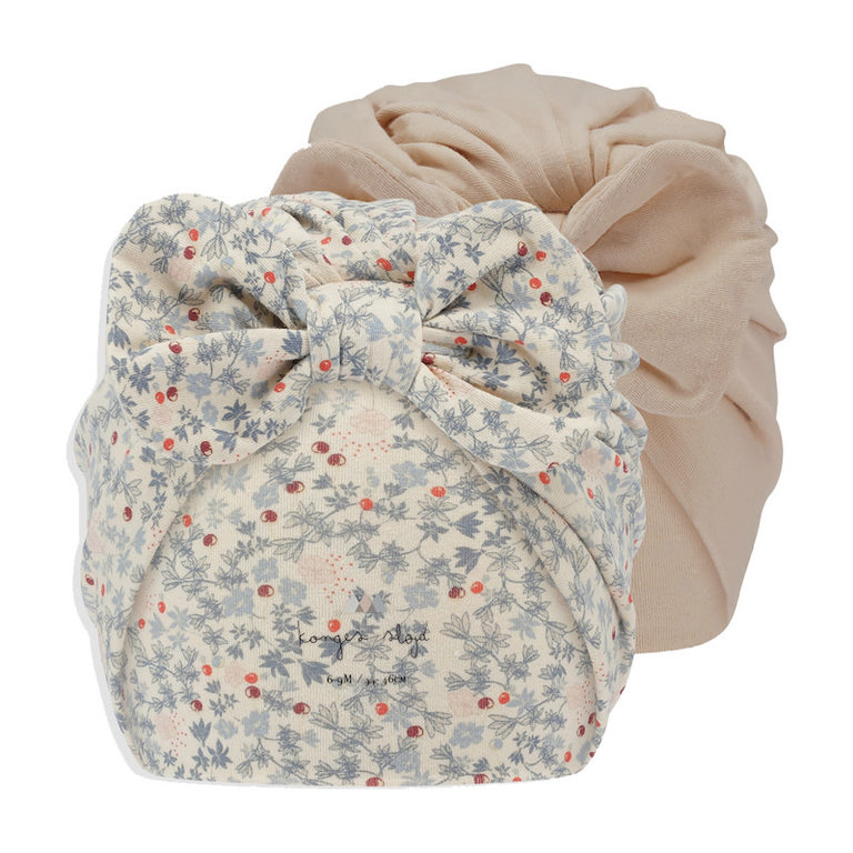 KONGES SLOJD SS22 - KONGES SLOJD 2 PACK BAMBI BONNET - ROSE HIP BLUE/BRAZILIAN SAND