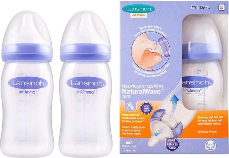 LANSINOH LANSINOH ZUIGFLES NATURAL WAVE 240ML 2X