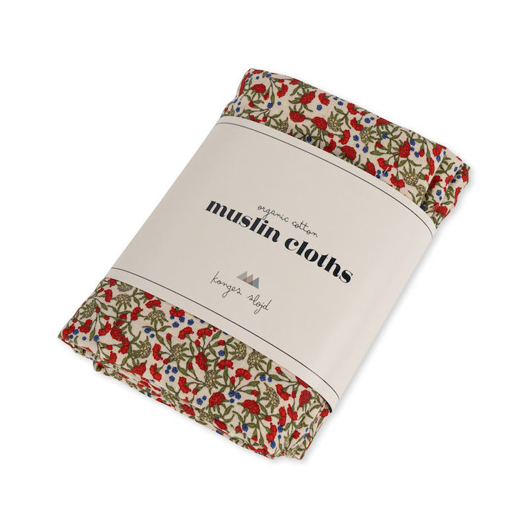 KONGES SLOJD KONGES SLOJD 3 PACK MUSLIN CLOTH GOTS - CARNATIONS