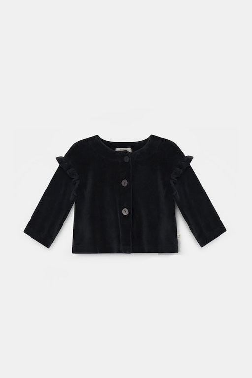 MY LITTLE COZMO AW2 - MY LITTLE COZMO LIDYA VELOUR RUFFLE JACKET - DARK GREY