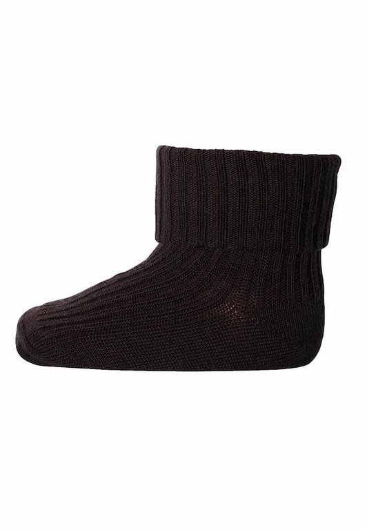 MP DENMARK MP DENMARK COTTON RIB BABY SOCKS - DARK BROWN