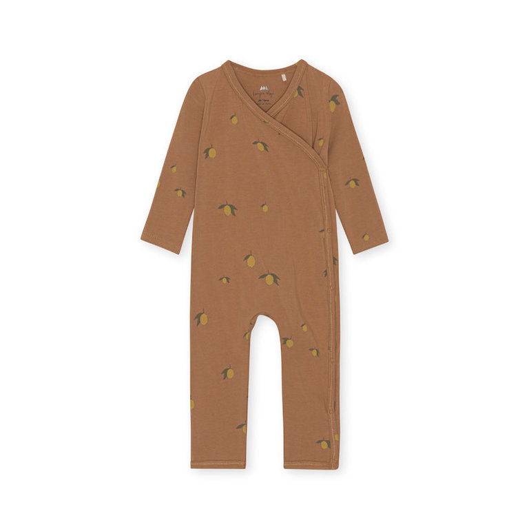 KONGES SLOJD KONGES SLOJD BASIC NEWBORN ONESIE - LEMON BROWN