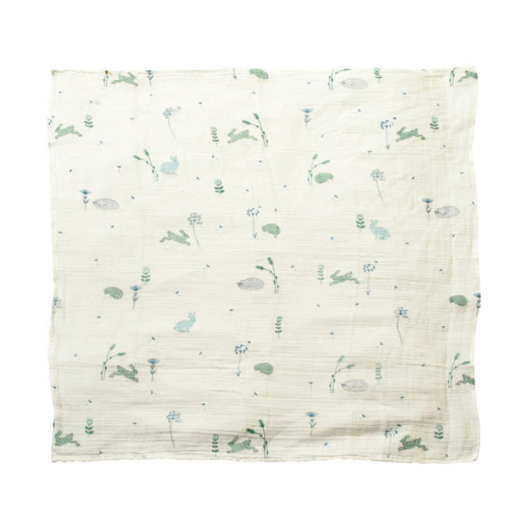 TAFTAN TAFTAN SWADDLE 70X70 HELLO WORLD BLUE GREEN