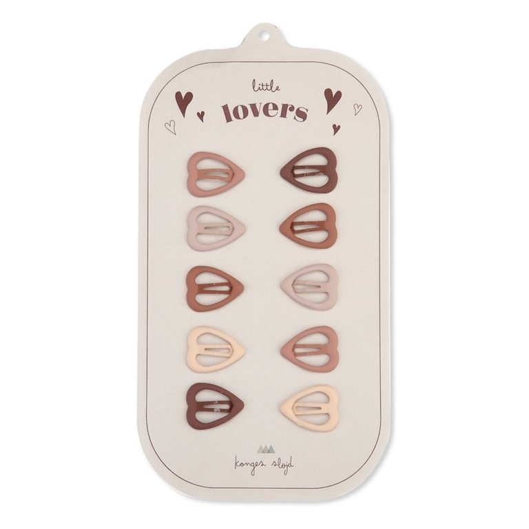 KONGES SLOJD KONGES SLOJD 10-PACK MINI HAIR CLIPS HEART - ROSIE SHADES