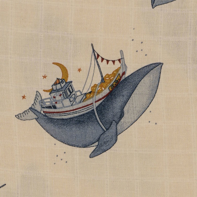 KONGES SLOJD KONGES SLOJD 3 PACK MUSLIN CLOTH - WHALE BOAT