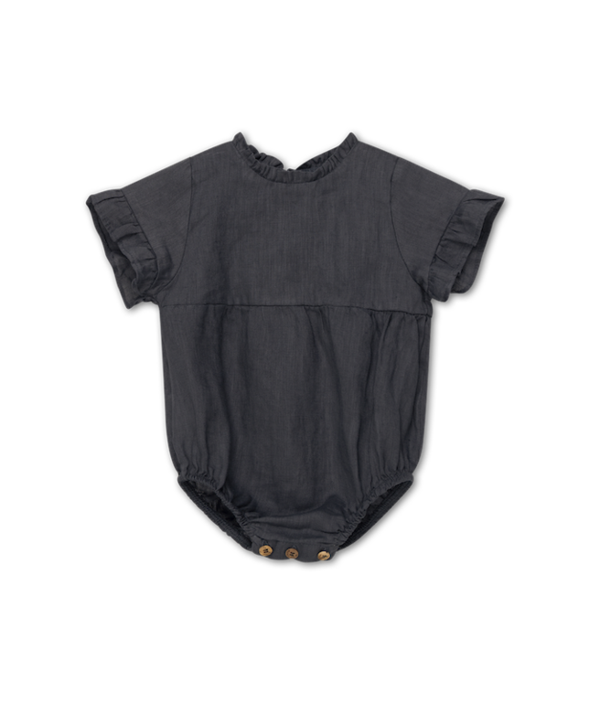 MY LITTLE COZMO SS3 - MY LITTLE COZMO LALI LINEN BUBBLE ROMPER - ANTHRACITE